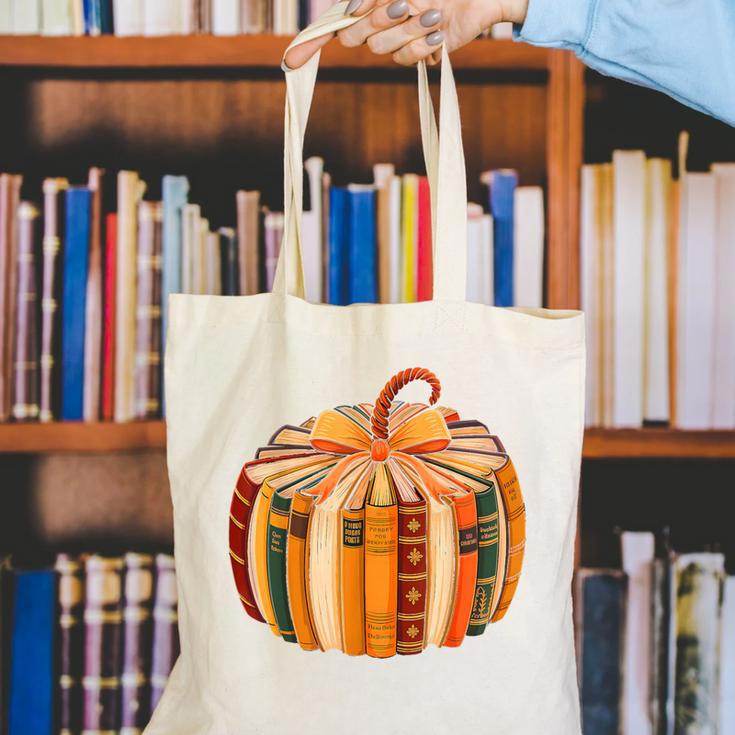 Fall Book Halloween Costume Autumn Pumpkin Teacher Kids Canvas Tote Bag, funny gift Fall Book Halloween Costume Autumn Pumpkin Teacher Kids Canvas Tote Bag, funny gift