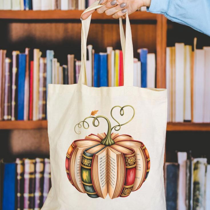 Fall Book Pumpkin Fall Librarians Bookworm Teachers Students Canvas Tote Bag, funny gift Fall Book Pumpkin Fall Librarians Bookworm Teachers Students Canvas Tote Bag, funny gift