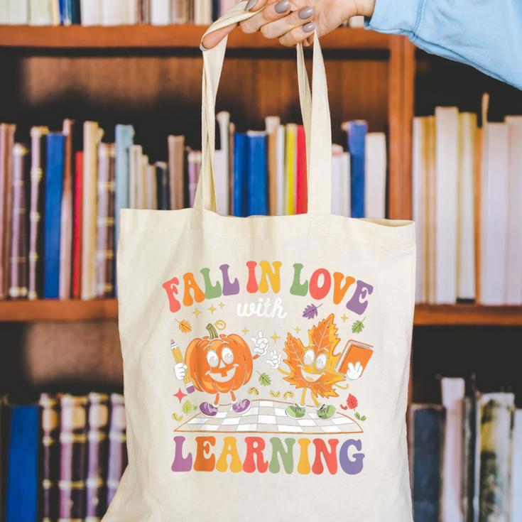 Fall In Love With Learning Autumn Fall Season Teacher Canvas Tote Bag, funny gift Fall In Love With Learning Autumn Fall Season Teacher Canvas Tote Bag, funny gift