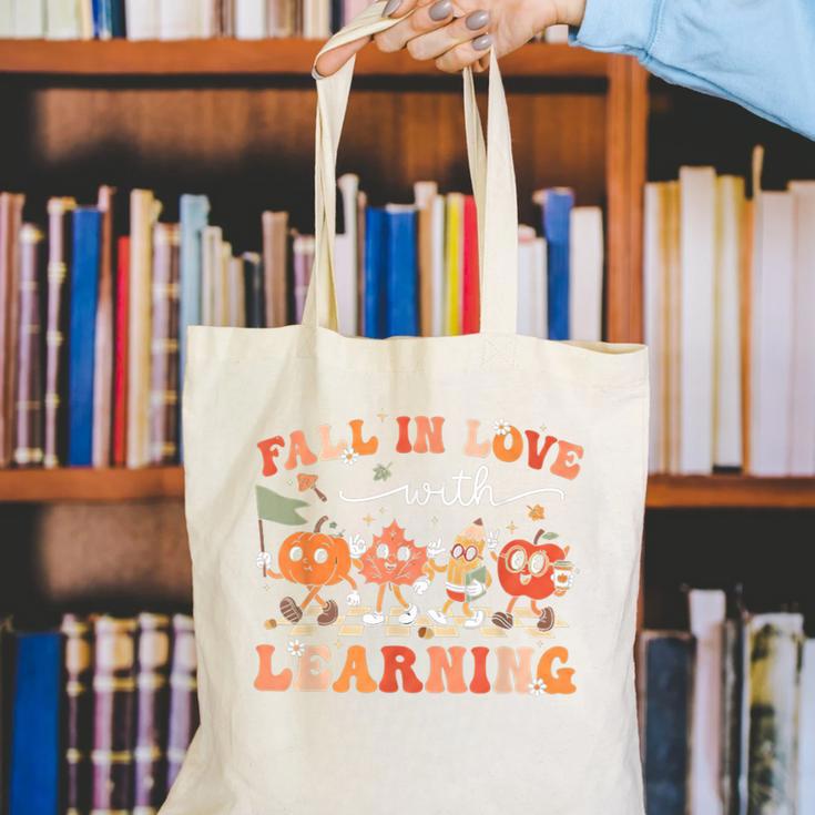 Fall In Love With Learning Autumn Teacher Thanksgiving Canvas Tote Bag, funny gift Fall In Love With Learning Autumn Teacher Thanksgiving Canvas Tote Bag, funny gift