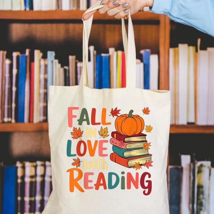 Fall In Love With Reading Autumn Thanksgiving Shirt Teacher Canvas Tote Bag, funny gift Fall In Love With Reading Autumn Thanksgiving Shirt Teacher Canvas Tote Bag, funny gift