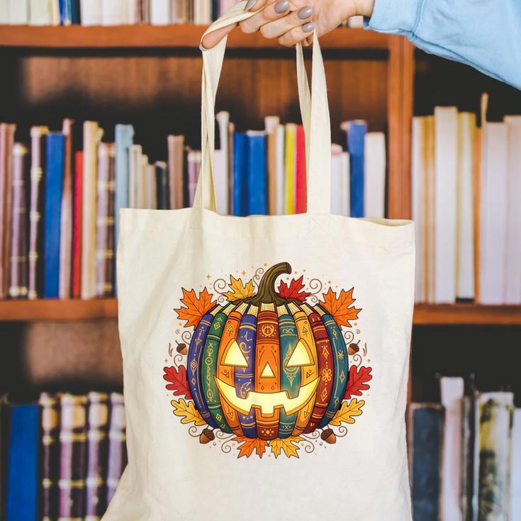 Fall Pumpkin Book Lover Spooky Librarian Teacher Halloween Canvas Tote Bag, funny gift Fall Pumpkin Book Lover Spooky Librarian Teacher Halloween Canvas Tote Bag, funny gift