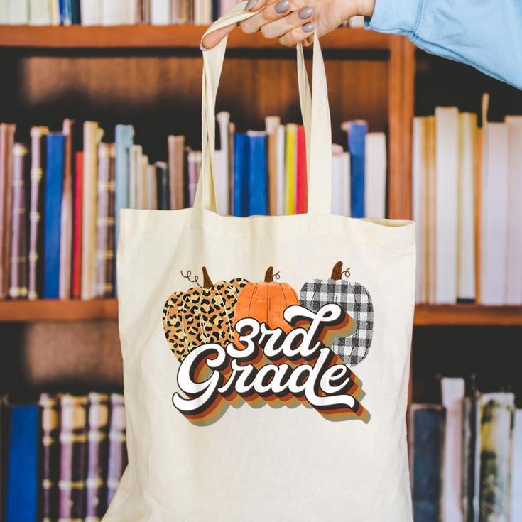 Fall Teacher Shirt 3rd Grade Teacher Retro Halloween Pumpkin Canvas Tote Bag, funny gift Fall Teacher Shirt 3rd Grade Teacher Retro Halloween Pumpkin Canvas Tote Bag, funny gift