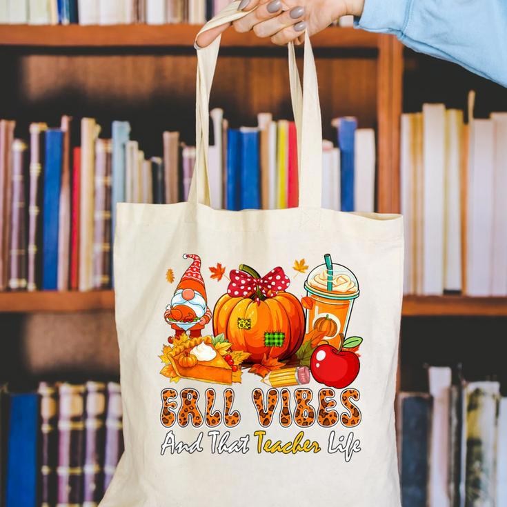 Fall Vibes Costume Teacher Thanksgiving Leopard Gnome Canvas Tote Bag, funny gift