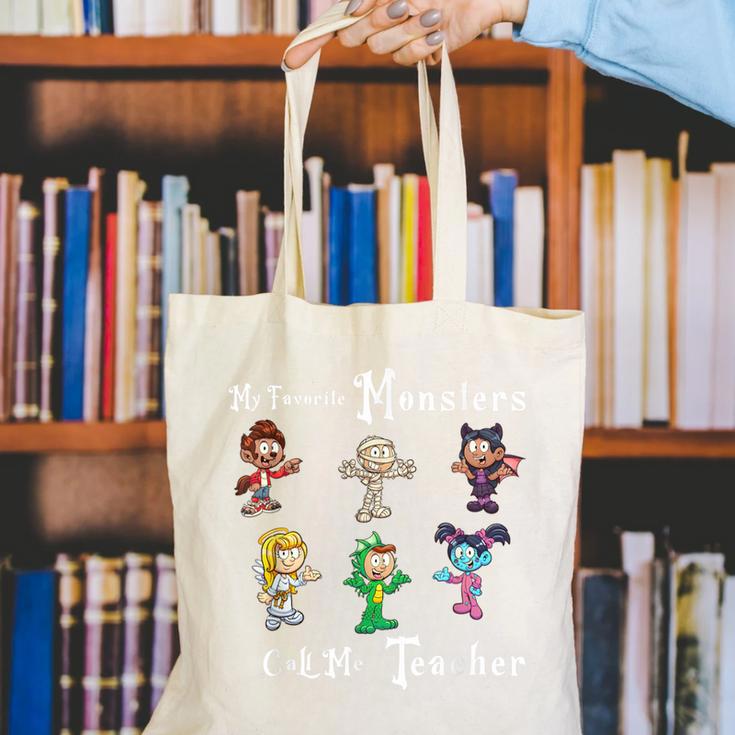 My Favorite Monsters Call Me Teacher Thank Mummy Vampire Bat Canvas Tote Bag, funny gift My Favorite Monsters Call Me Teacher Thank Mummy Vampire Bat Canvas Tote Bag, funny gift