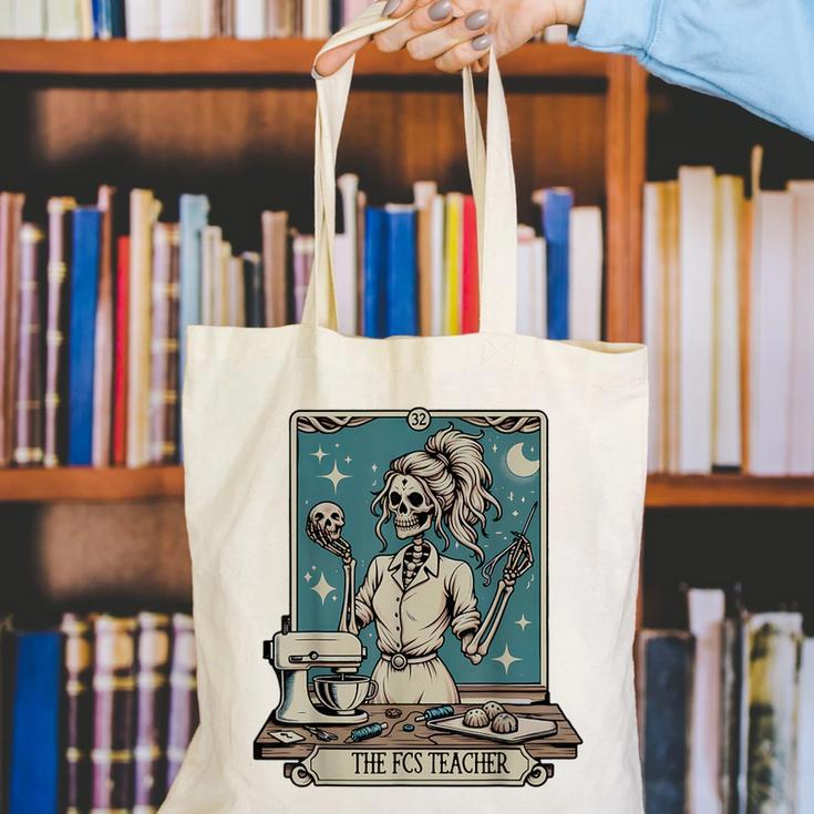 FCS Teacher Skeleton Halloween Family And Consumer Science Canvas Tote Bag, Science Teacher Tote Bags, funny gift