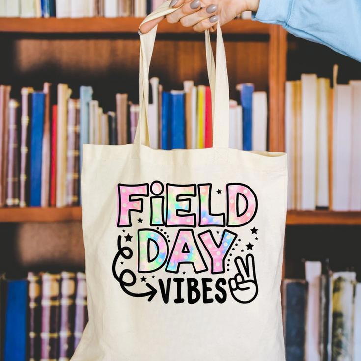 Field Day Vibes For Teacher Kids Happy Field Day 2025 Canvas Tote Bag, funny gift Field Day Vibes For Teacher Kids Happy Field Day 2025 Canvas Tote Bag, funny gift