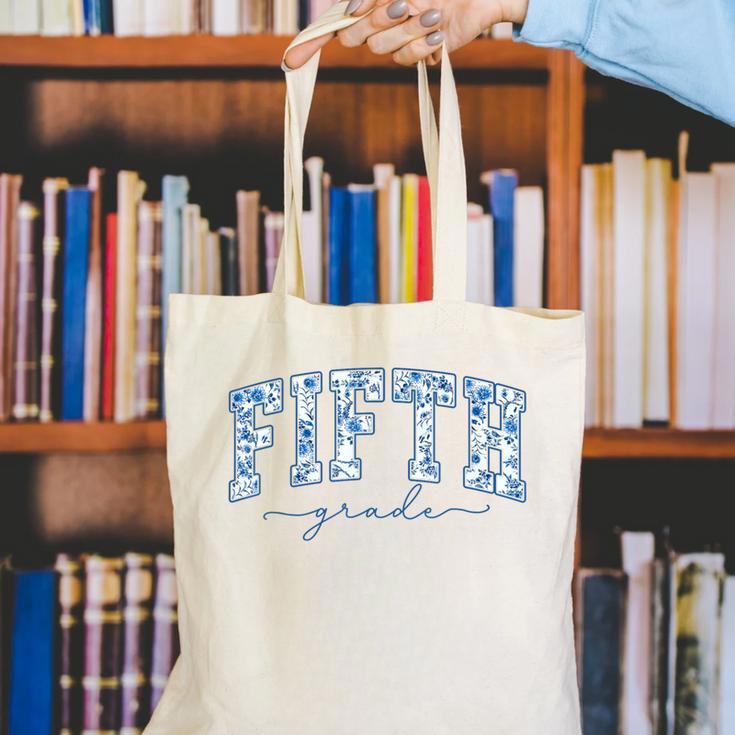 Fifth Grade Toile De Jouy Back To School Teachers Kids Canvas Tote Bag, funny gift Fifth Grade Toile De Jouy Back To School Teachers Kids Canvas Tote Bag, funny gift
