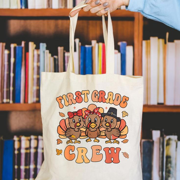 First Grade Crew Thanksgiving Fall Teacher 1st Grade Team Canvas Tote Bag, First Grade Teacher Tote Bags, funny gift First Grade Crew Thanksgiving Fall Teacher 1st Grade Team Canvas Tote Bag, First Grade Teacher Tote Bags, funny gift