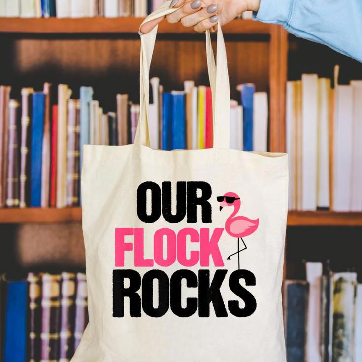 Our Flock Rocks Flamingo Mother's Day Teacher Canvas Tote Bag, funny gift Our Flock Rocks Flamingo Mother's Day Teacher Canvas Tote Bag, funny gift