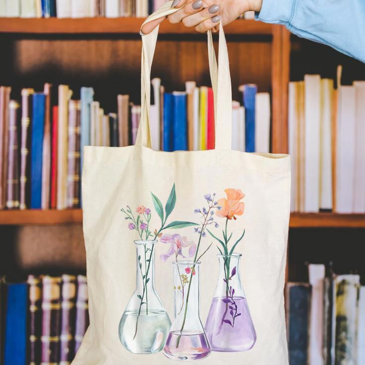 Flowers Test Tube Chemistry Student Science Teacher Women Canvas Tote Bag, Science Teacher Tote Bags, funny gift Flowers Test Tube Chemistry Student Science Teacher Women Canvas Tote Bag, Science Teacher Tote Bags, funny gift