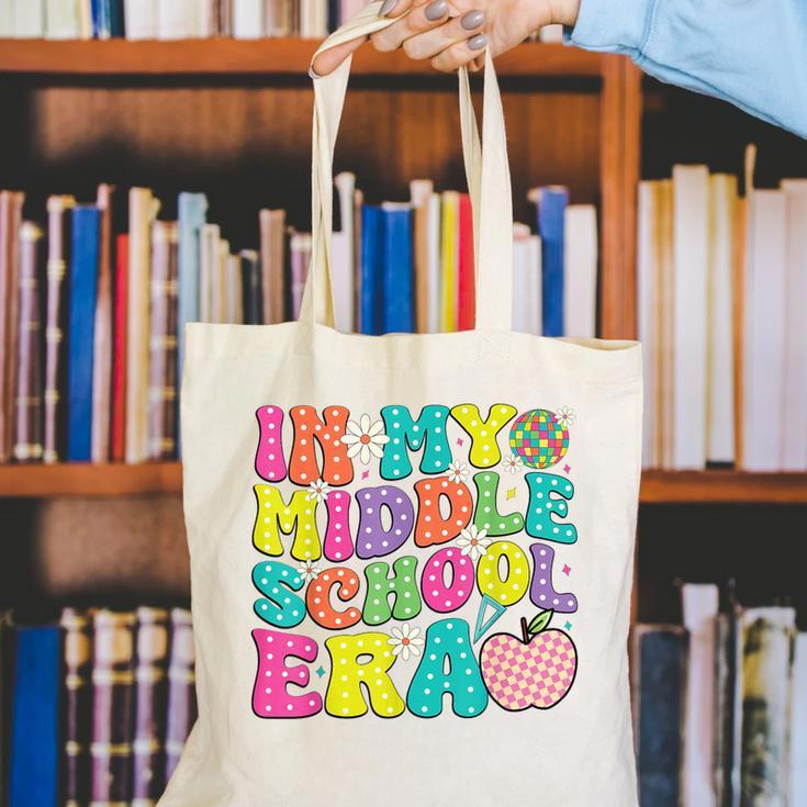 Groovy In My Middle School Era Back To School Teacher Canvas Tote Bag, Groovy Teacher Tote Bags, funny gift Groovy In My Middle School Era Back To School Teacher Canvas Tote Bag, Groovy Teacher Tote Bags, funny gift