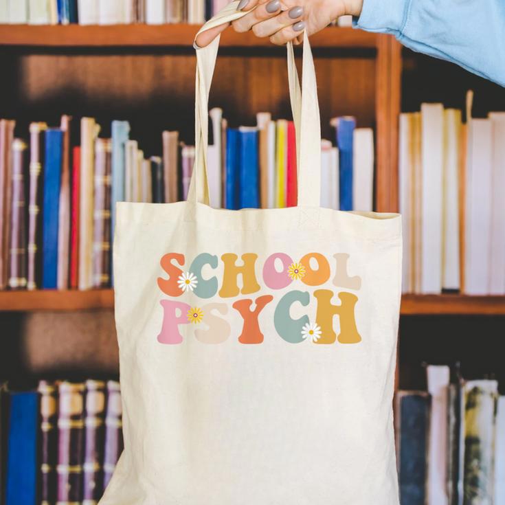 Groovy Retro School Psych Teacher School Psychologist For Men Women Girls Kids Canvas Tote Bag, Groovy Teacher Tote Bags, funny gift