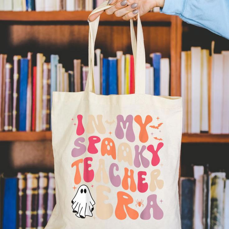 Groovy In My Spooky Teacher Era Halloween Party Boo Canvas Tote Bag, Groovy Teacher Tote Bags, funny gift Groovy In My Spooky Teacher Era Halloween Party Boo Canvas Tote Bag, Groovy Teacher Tote Bags, funny gift