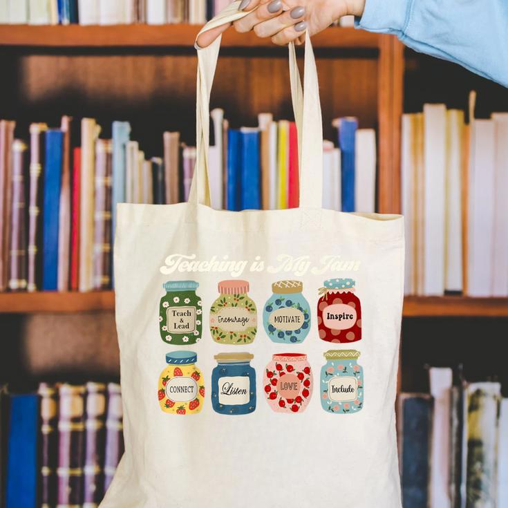 Groovy Teaching Is My Jam Teacher Appreciation Canvas Tote Bag, Groovy Teacher Tote Bags, funny gift Groovy Teaching Is My Jam Teacher Appreciation Canvas Tote Bag, Groovy Teacher Tote Bags, funny gift