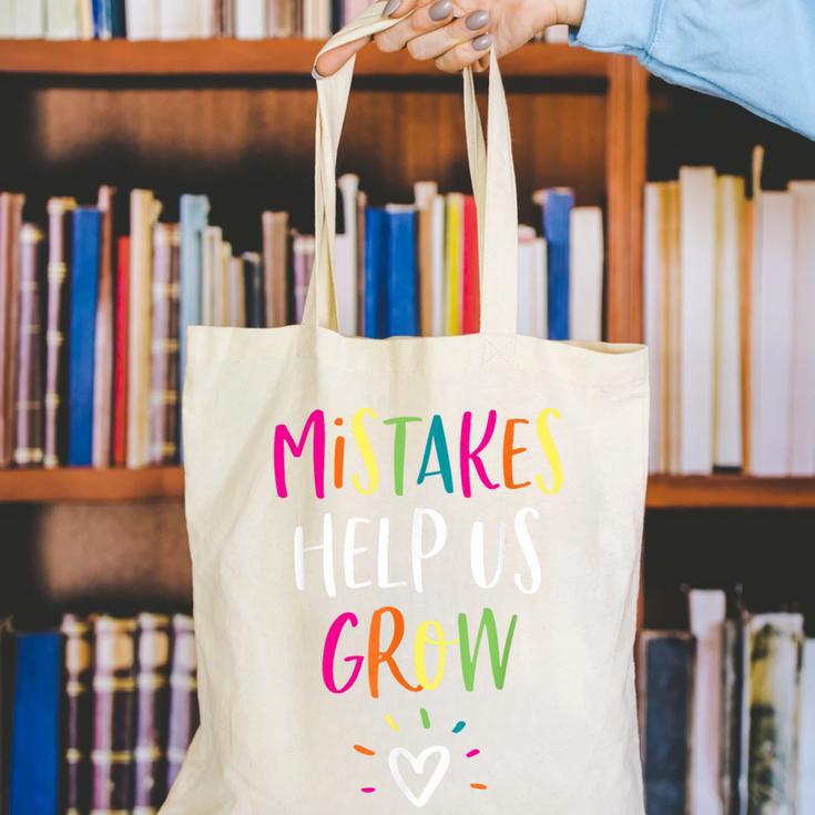 Growth Mindset Positive Back To School Teacher Student Canvas Tote Bag, funny gift