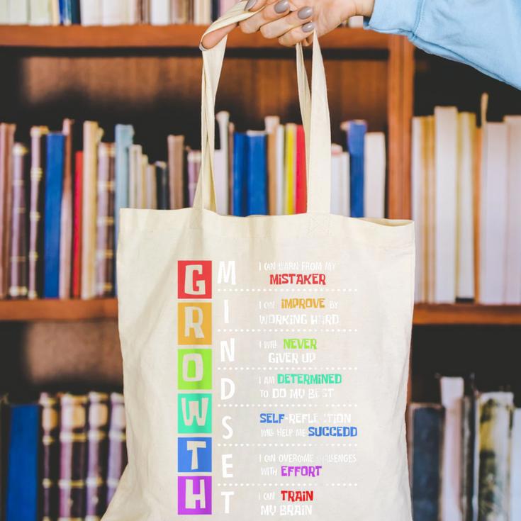 Growth Mindset Positive Motivational Classroom Teacher Learn Canvas Tote Bag, funny gift Growth Mindset Positive Motivational Classroom Teacher Learn Canvas Tote Bag, funny gift
