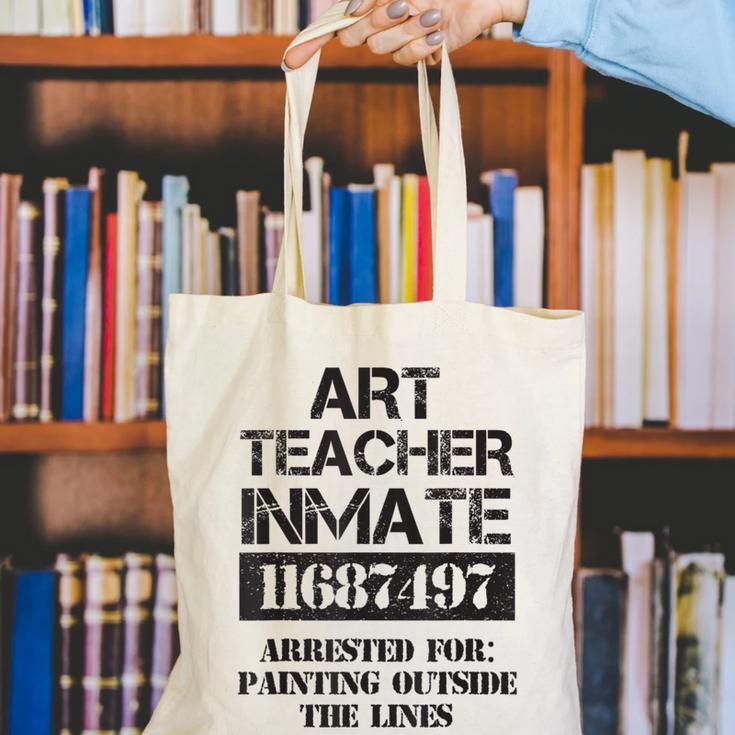 Halloween Art Teacher Prisoner Costume Canvas Tote Bag, funny gift Halloween Art Teacher Prisoner Costume Canvas Tote Bag, funny gift