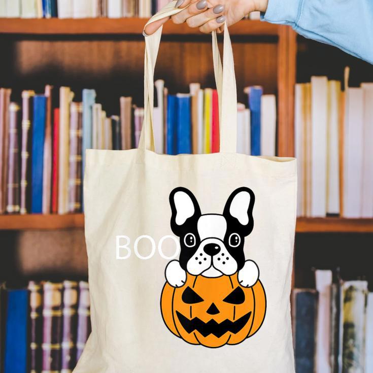 The Halloween Boston Terrier Canvas Tote Bag, Boston Terrier Halloween Tote Bags, funny gift