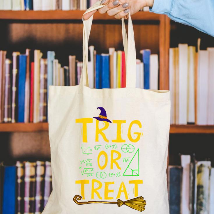 Halloween Math Teacher Trig Or Treat Student School College Canvas Tote Bag, funny gift Halloween Math Teacher Trig Or Treat Student School College Canvas Tote Bag, funny gift