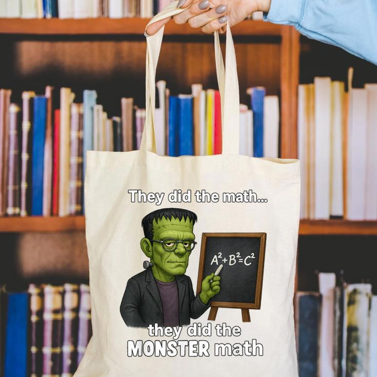 Halloween Monster Math Pun Teacher Humor Canvas Tote Bag, funny gift Halloween Monster Math Pun Teacher Humor Canvas Tote Bag, funny gift