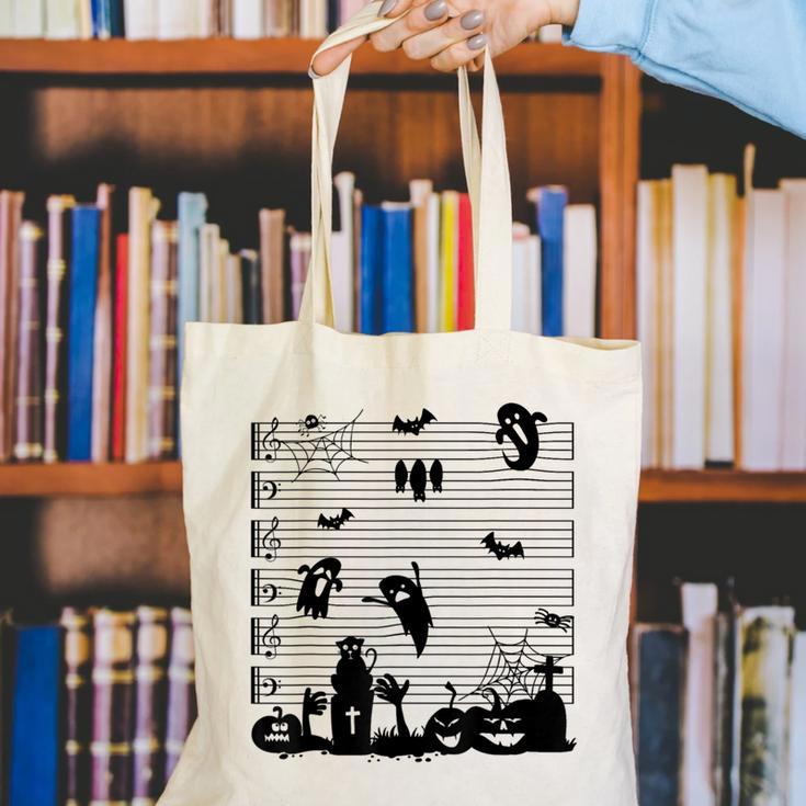 Halloween Music Note Clefs Spooky Ghost For Music Teacher Canvas Tote Bag, funny gift Halloween Music Note Clefs Spooky Ghost For Music Teacher Canvas Tote Bag, funny gift