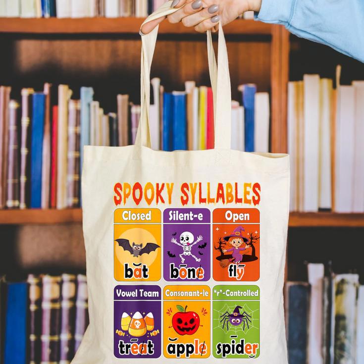 Halloween Spooky Syllable Types Teacher Educational Canvas Tote Bag, funny gift Halloween Spooky Syllable Types Teacher Educational Canvas Tote Bag, funny gift