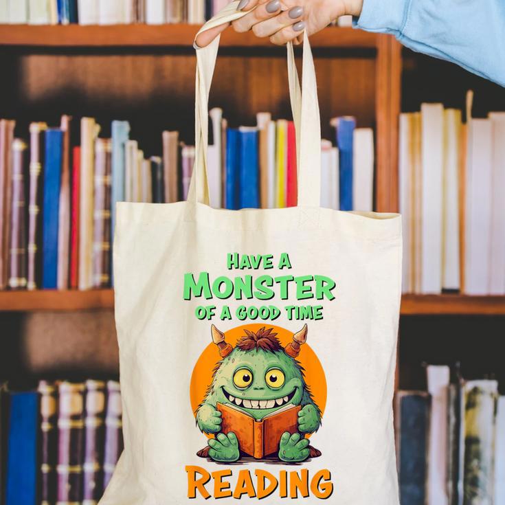 Halloween Teacher Librarian Monster Reading Books Men Women Kids Canvas Tote Bag, funny gift