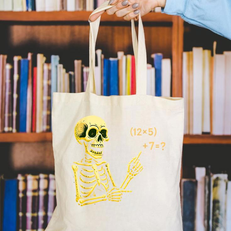 Halloween Teacher Six Seven 6 7 Skeleton Spooky Costume Canvas Tote Bag, funny gift Halloween Teacher Six Seven 6 7 Skeleton Spooky Costume Canvas Tote Bag, funny gift