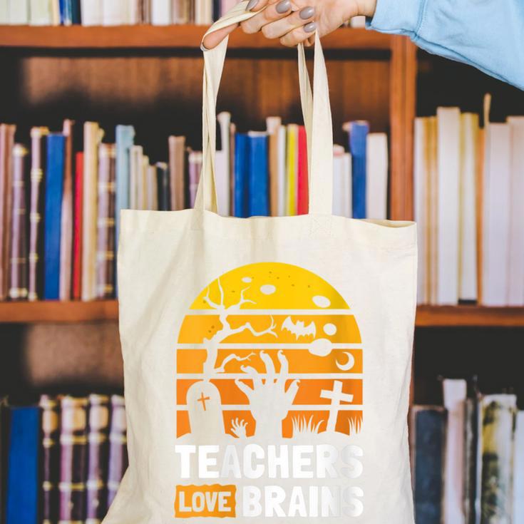 Halloween Teachers Science Math Teachers Love Brains Canvas Tote Bag, Science Teacher Tote Bags, funny gift
