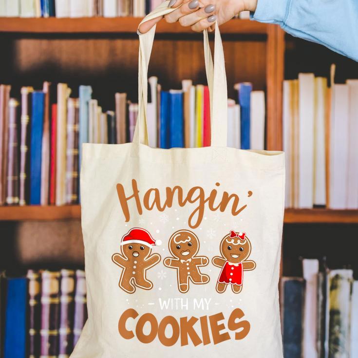 Hangin With My Cookies Gingerbread Women Christmas Teacher Canvas Tote Bag, funny gift