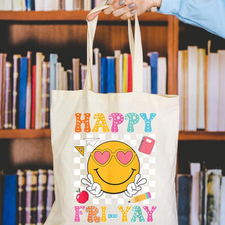Happy Fri-Yay Groovy Teacher Friday Weekend Fri Yay Canvas Tote Bag, Groovy Teacher Tote Bags, funny gift
