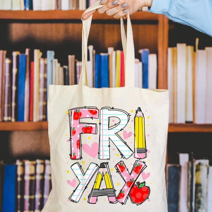 Happy Fri-Yay Teacher Back To School Friday Lovers Canvas Tote Bag, funny gift