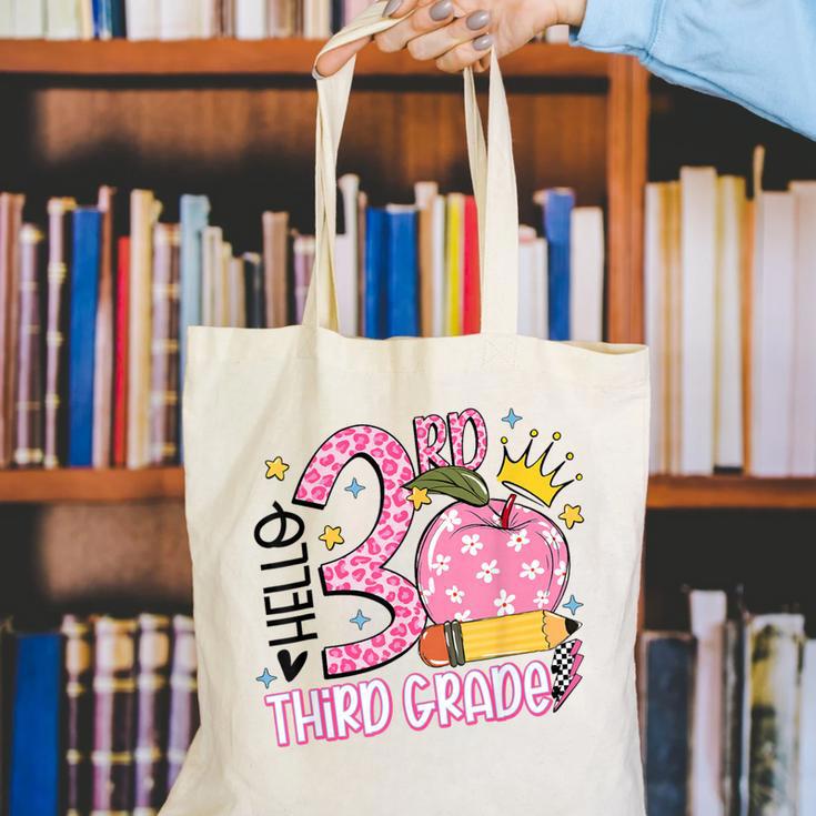 Hello 3rd Third Grade Back To School Pink Leopard Teacher Canvas Tote Bag, funny gift Hello 3rd Third Grade Back To School Pink Leopard Teacher Canvas Tote Bag, funny gift