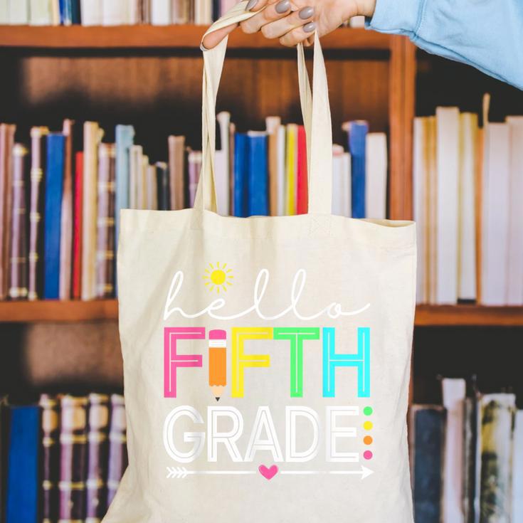Hello Fifth Grade Teacher Student 5th Grade Back To School Canvas Tote Bag, funny gift Hello Fifth Grade Teacher Student 5th Grade Back To School Canvas Tote Bag, funny gift