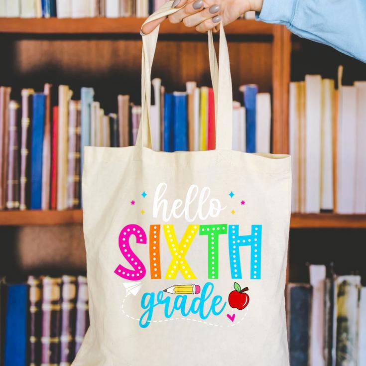 Hello Sixth Grade Cute Back To School 6th Grade Teacher Kids Canvas Tote Bag, funny gift