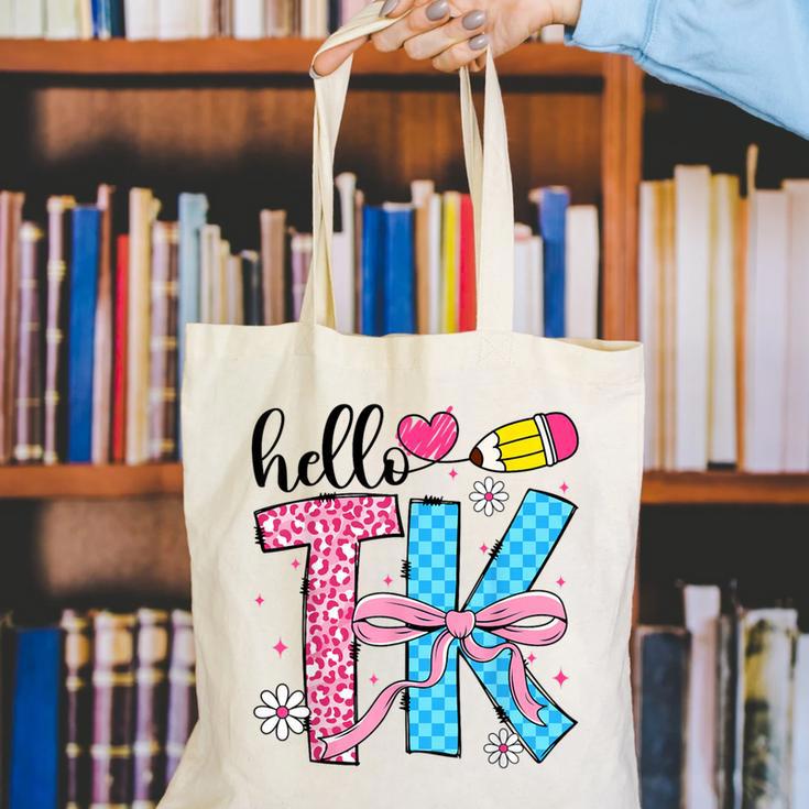 Hello TK Transitional Kindergarten Back To School Teacher Canvas Tote Bag, funny gift Hello TK Transitional Kindergarten Back To School Teacher Canvas Tote Bag, funny gift