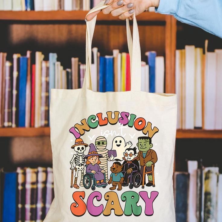Inclusion Isn't Scary Ghost Mummy Halloween SLP Sped Teacher Canvas Tote Bag, funny gift