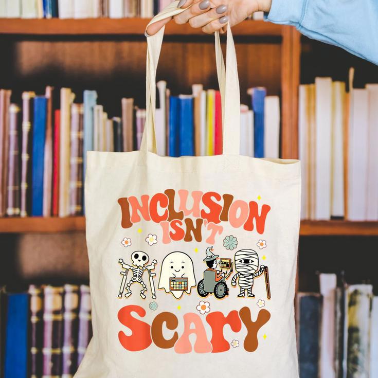 Inclusion Isn't Scary SLP Sped Teacher Halloween Canvas Tote Bag, funny gift Inclusion Isn't Scary SLP Sped Teacher Halloween Canvas Tote Bag, funny gift