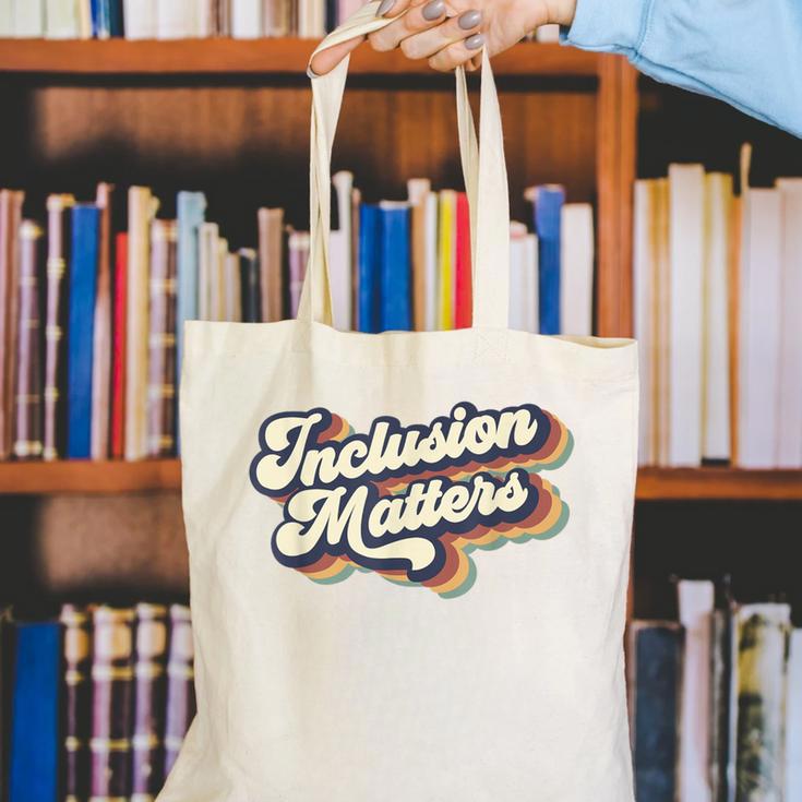 Inclusion Matters Retro Special Education Teacher Women Canvas Tote Bag, funny gift Inclusion Matters Retro Special Education Teacher Women Canvas Tote Bag, funny gift