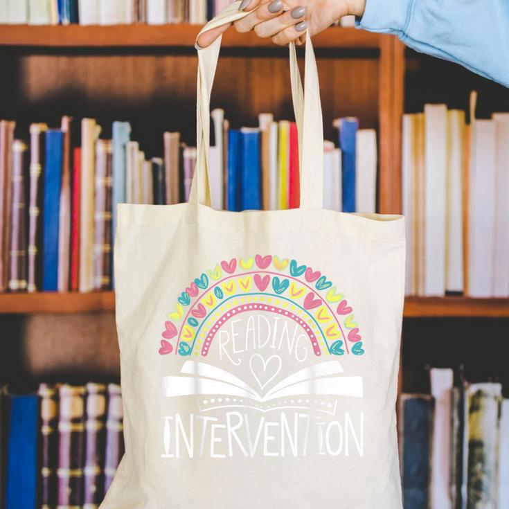 Intervention Teacher Reading Intervention Canvas Tote Bag, funny gift Intervention Teacher Reading Intervention Canvas Tote Bag, funny gift