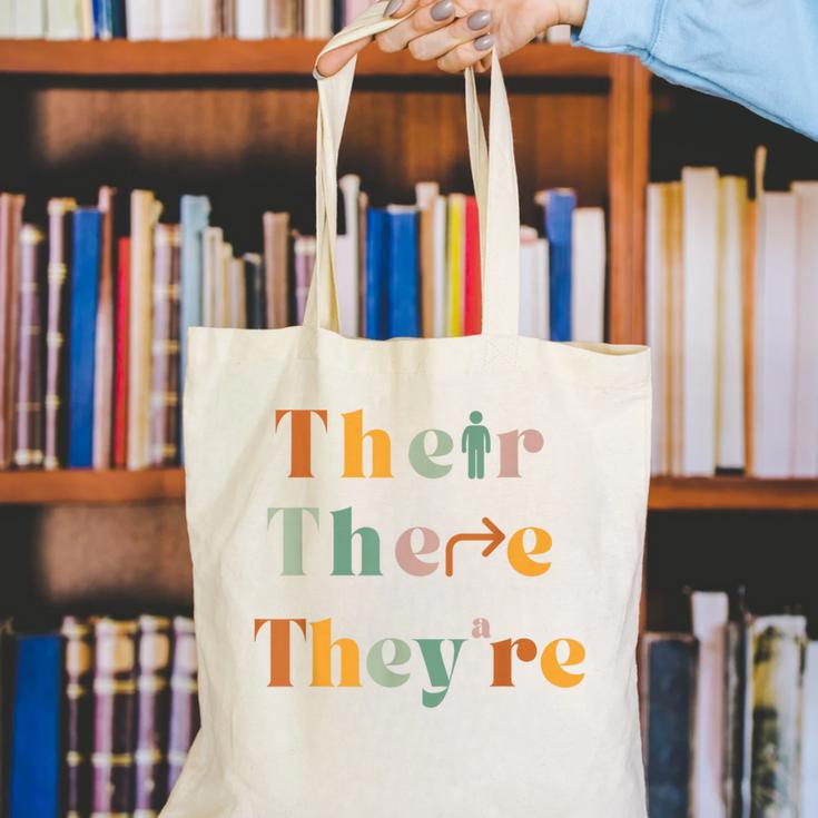 Their There They'Re English Teacher Gramma Police Joke Canvas Tote Bag, English Teacher Tote Bags, funny gift Their There They'Re English Teacher Gramma Police Joke Canvas Tote Bag, English Teacher Tote Bags, funny gift