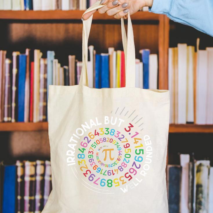 Irrational But Well Rounded Pi Day Math Teacher Student Geek Canvas Tote Bag, funny gift