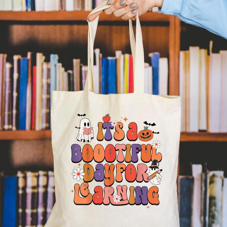 It's A Bootiful Day For Learning Cute Teacher Halloween Canvas Tote Bag, funny gift It's A Bootiful Day For Learning Cute Teacher Halloween Canvas Tote Bag, funny gift