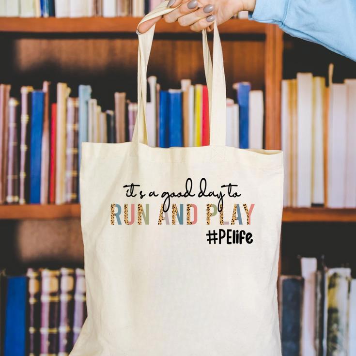 It's a Good Day To Run And Play Leopard PE Teacher Life Canvas Tote Bag, Pe Teacher Tote Bags, funny gift It's a Good Day To Run And Play Leopard PE Teacher Life Canvas Tote Bag, Pe Teacher Tote Bags, funny gift