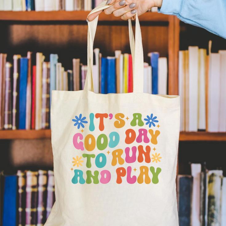 Its A Good Day To Run And Play PE Teacher Physical Education Canvas Tote Bag, Pe Teacher Tote Bags, funny gift