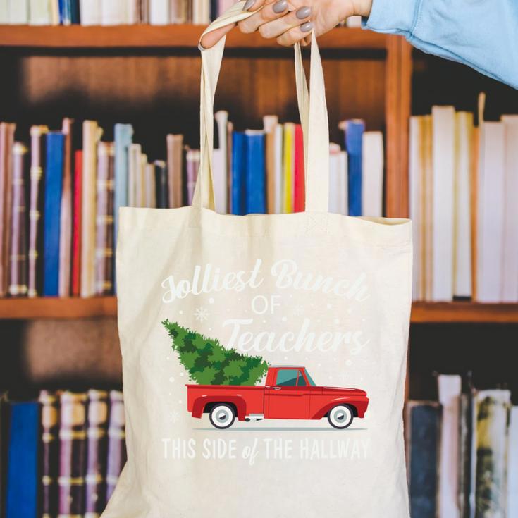 Jolliest Bunch Of Teachers This Side Of The Hallway Canvas Tote Bag, funny gift Jolliest Bunch Of Teachers This Side Of The Hallway Canvas Tote Bag, funny gift