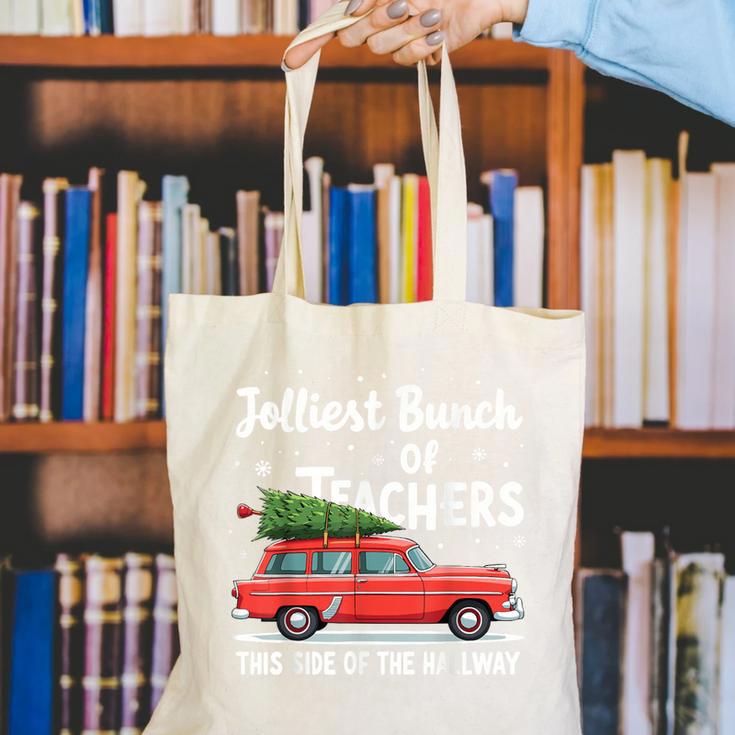 Jolliest Bunch Of Teachers This Side Of The Hallway Xmas PJ Canvas Tote Bag, funny gift
