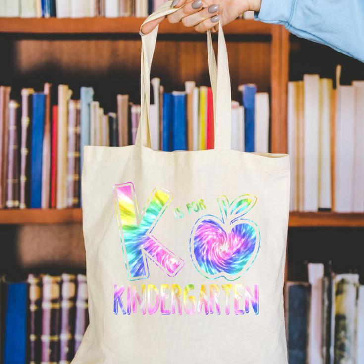 K Is For Kindergarten Teacher Tie Dye Back To School Kinder Canvas Tote Bag, funny gift K Is For Kindergarten Teacher Tie Dye Back To School Kinder Canvas Tote Bag, funny gift