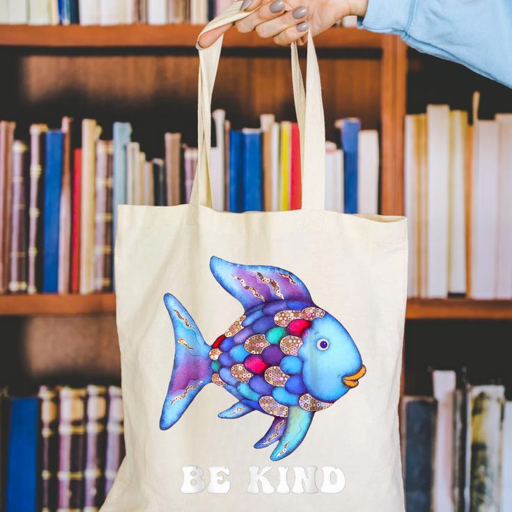 Be Kind Rainbow Fish Teacher Life Teaching Back To School Canvas Tote Bag, funny gift Be Kind Rainbow Fish Teacher Life Teaching Back To School Canvas Tote Bag, funny gift